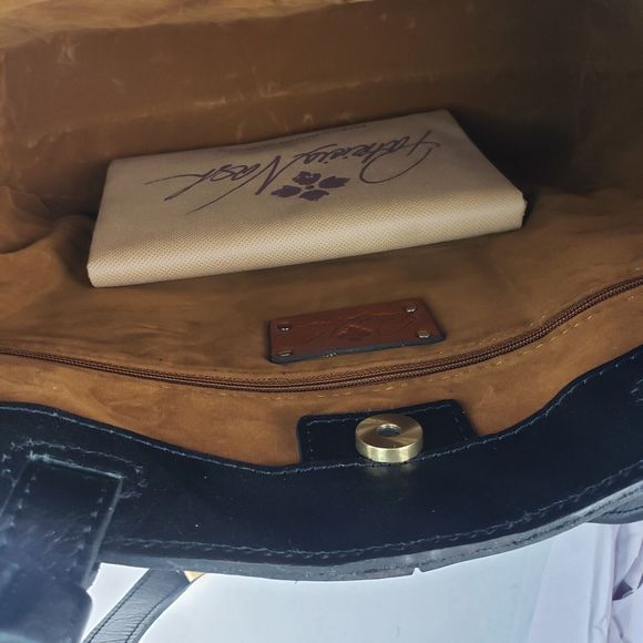 Patricia Nash Tote Bag Danville Colorblock Black British Tan Leather purse - Picture 10 of 16